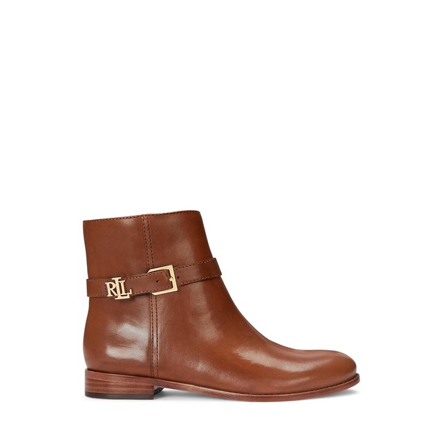 Brooke ankle boots in smooth leather with flat heel Lauren Ralph Lauren La Redoute