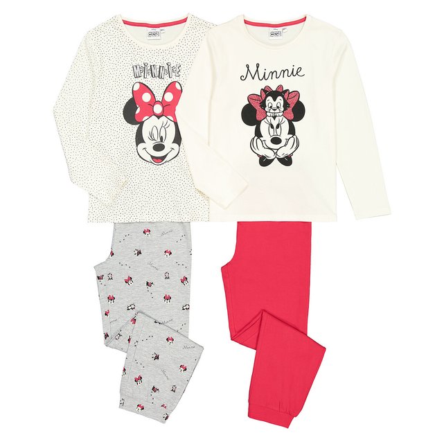 Lot De 2 Pyjamas Manches Longues 4 12 Ans Gris Rouge Beige Minnie Mouse La Redoute