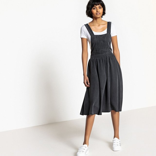 Robe salopette uni, longueur midi bleu marine Ltb | La Redoute