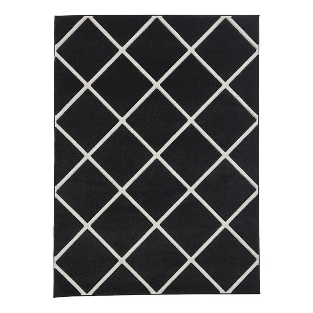 Hand carved diamond patterned rug black/white , black/white, So'home