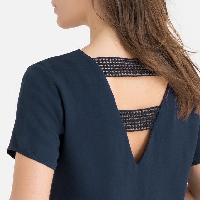 Jurk visommi, fantasie v-hals achteraan, korte mouwen Vila | La Redoute