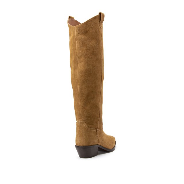 beige knee high heel boots