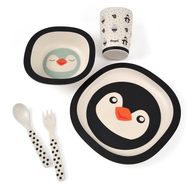 Coffret Repas Bebe En Bambou Pingouin Noir Sevira Kids La Redoute