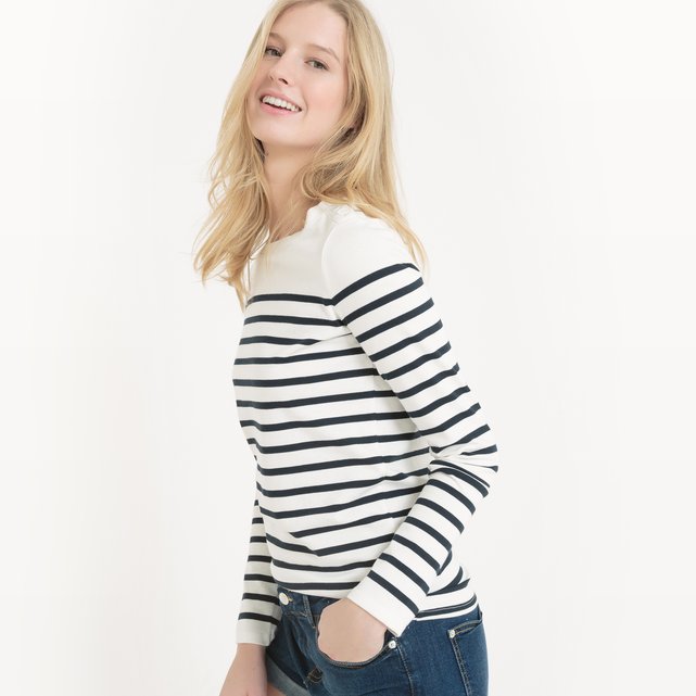 Long Sleeved Organic Cotton Breton T Shirt