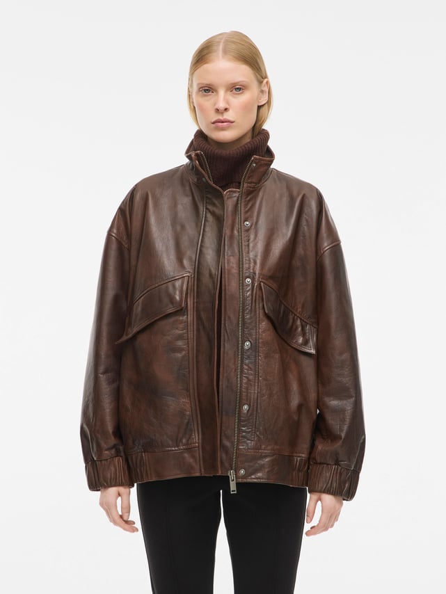 Veste Femme En Cuir 100% CLIO Rouge Bordeaux - Taille 4, Occasion Très Bon état, Fermeture éclair