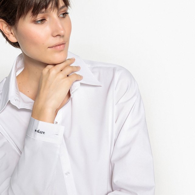 Chemise broderie #dare au poignet blanc La Redoute X La ...