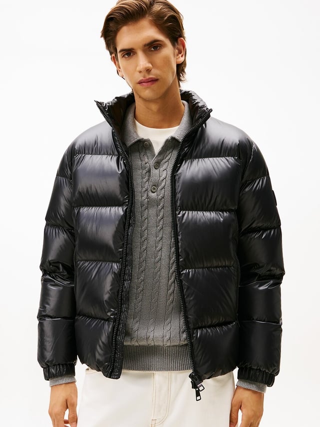 Sparkly padded jacket without hood, black, Tommy Hilfiger | La Redoute