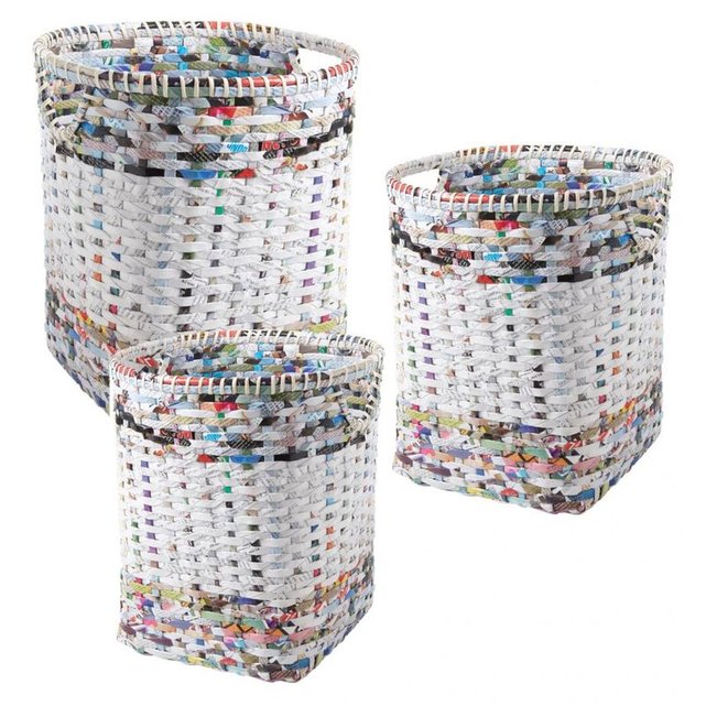 Panier couleur en plastique recyclé tressé main