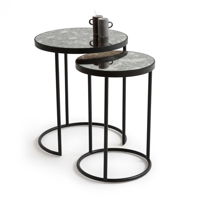 Outstanding pictures of end tables Set Of 2 Lipstick Semi Nesting Side Tables Black La Redoute Interieurs