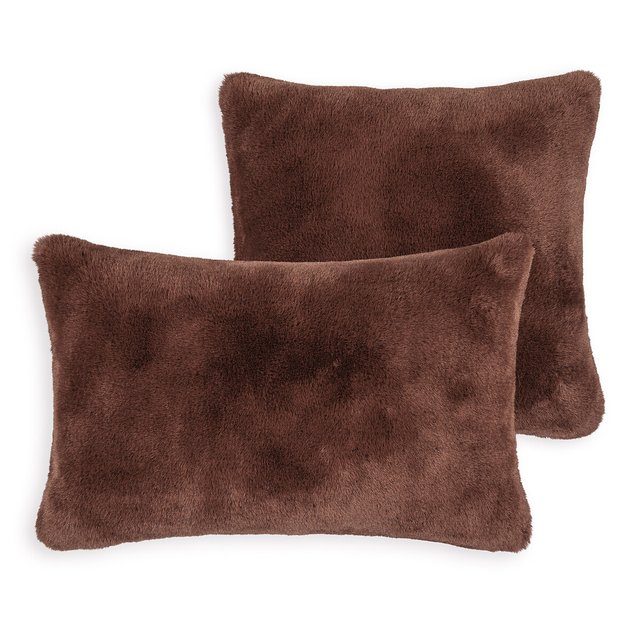 Red faux fur cushions shop