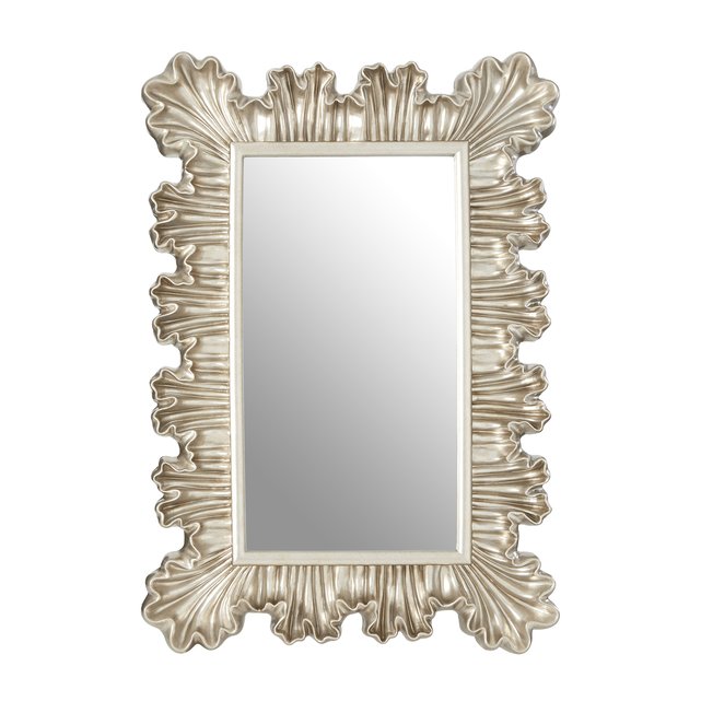 Champagne Silver Metal Mirror with Shelf - Large