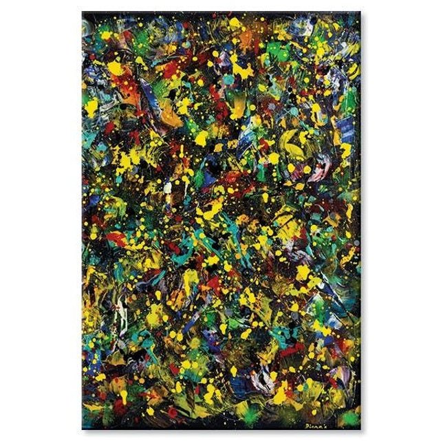 Tableau Toile Abstraite Couleurs Fond Noir Multicolore Pier Import La Redoute