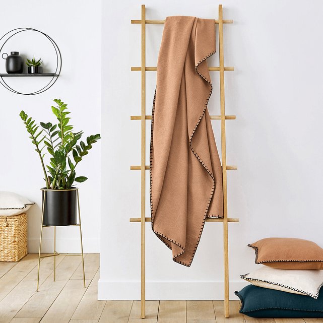 Greige pure linen throw 180 x 230 cm