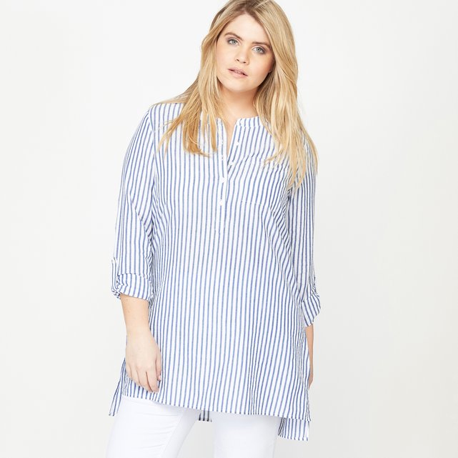 Long-Sleeved Striped Tunic Shirt Long-Sleeved Striped Tunic Shirt