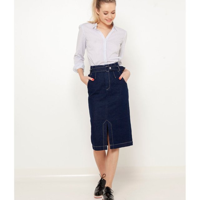 Droite Foncé Camaieu Denim Redoute La Marine Jupe Bleu dfzwdq