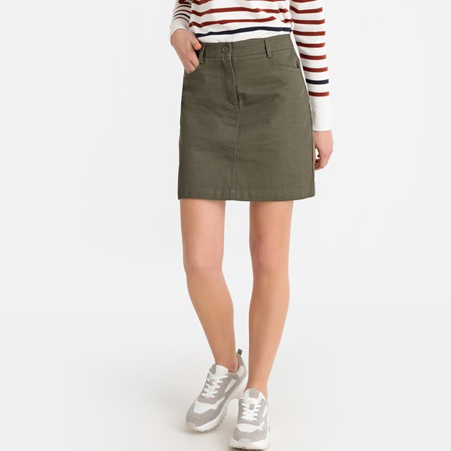 Cotton straight 5-pocket mini skirt La Redoute Collections | La Redoute