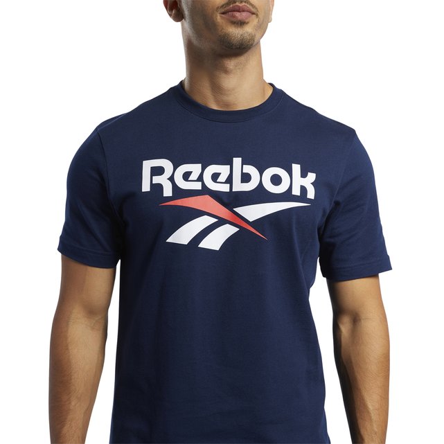 Cotton vector logo t-shirt , navy blue 