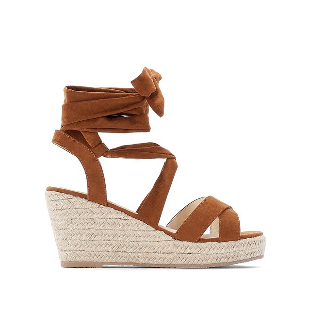 tie up nude wedges