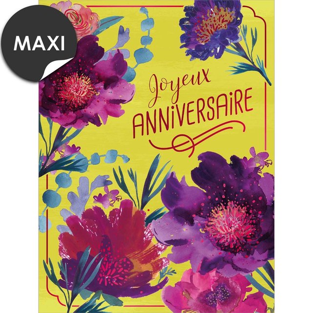 Grande Carte Anniversaire Joyeux Anniversaire Fleurs Vert Clair Draeger Paris La Redoute