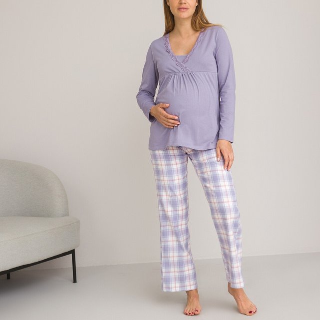 Pyjama de grossesse en coton bio La Redoute Collections noir