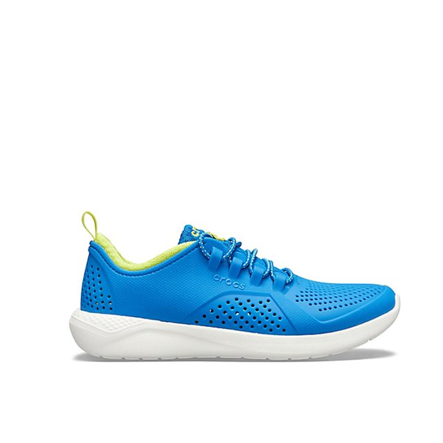 yellow and blue crocs