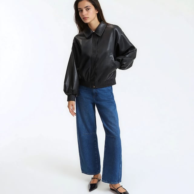 Veste En Cuir Vera Pelle Taille L - Style Moto Italien - Neuf Sans étiquettes