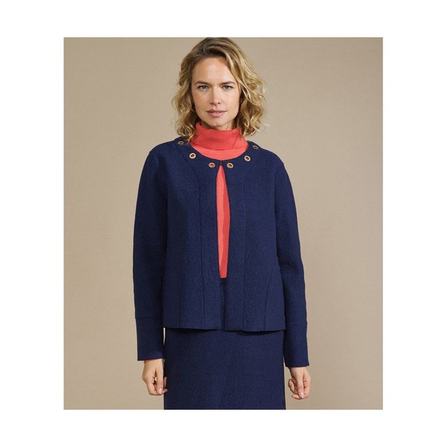 Blazer en laine bouillie bleu Devernois | La Redoute Veste femme Devernois Veste saharienne bleue marine