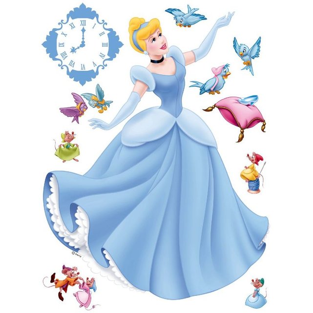 Sticker g ant princesse cendrillon  disney bleu Walltastic 