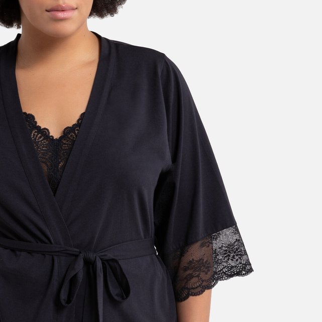 Kimono Mouwen Met Detail Van Kant Zwart La Redoute Collections Plus La Redoute