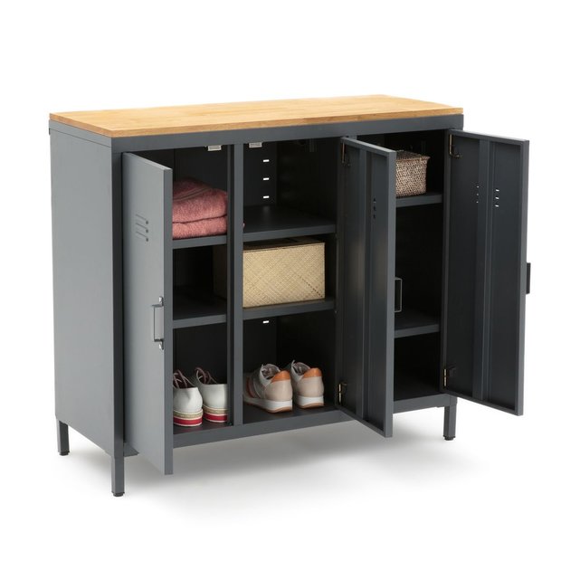 Armoire Etagere 1 Porte Metal Et Pin Huile Hiba La Redoute Interieurs La Redoute