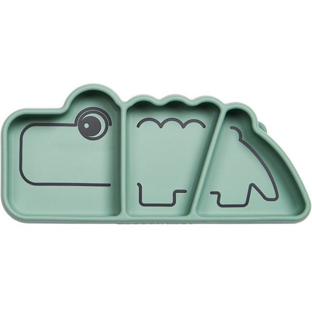 Assiette Bebe Compartimentee En Silicone Croco Vert Vert Done By Deer La Redoute