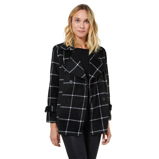 Manteau mi long en aspect lainage à carreaux multicolore Riu Manteau mi long en aspect lainage à carreaux bleu Femme