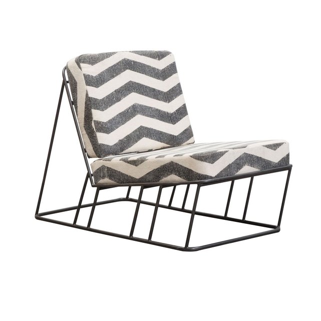 Fauteuil Tissu Zebre Et Ossature En Metal Noir Made In Meubles La Redoute