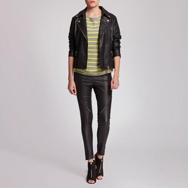 La Cuir Morgan Noir Façon Redoute Blouson Zippé XFqfwB