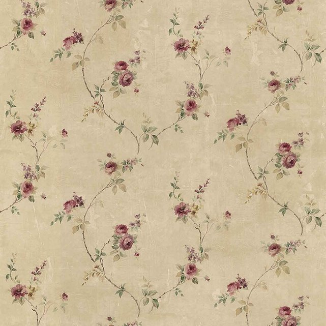Papier Peint Lutece Imprime Rosiers Grimpants Beige Home Maison