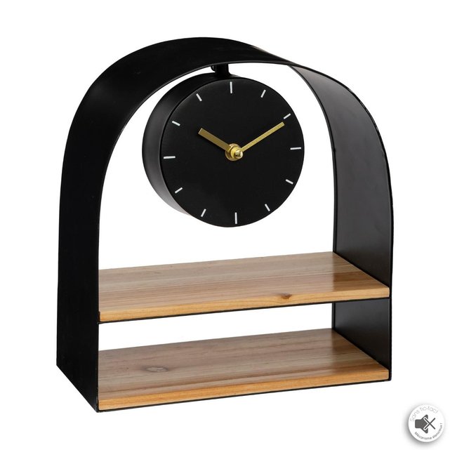 Pendule Etagere Metallique Et En Bois Noir Atmosphera La Redoute