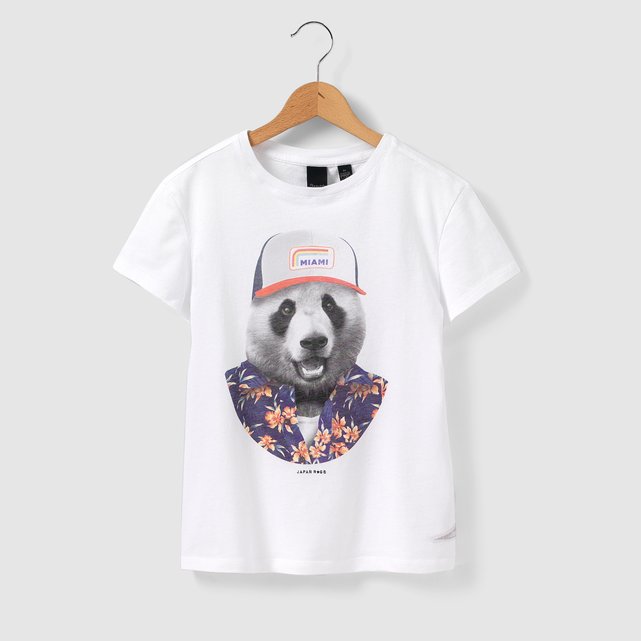 Bear print cotton t-shirt, 8 - 16 years, white, Japan Rags | La Redoute