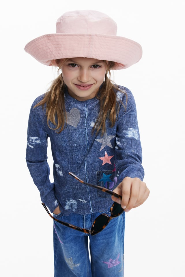 T-shirt Desigual Manches Longues Fille - Taille 13-14 Ans - Motif Floral - Occasion Très Bon état