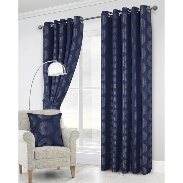 Delta Lined Eyelet Curtains Navy Navy Home Curtains La Redoute