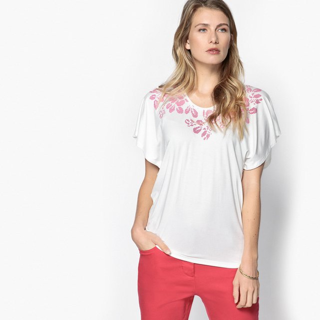 T-shirt fluida com gola redonda, estampada  ANNE WEYBURN image 0
