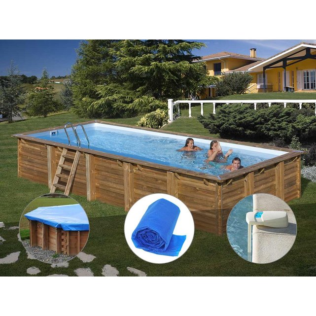 Kit Piscine Bois Sunbay Braga 800 X 400 X 146 M Bâche Hiver