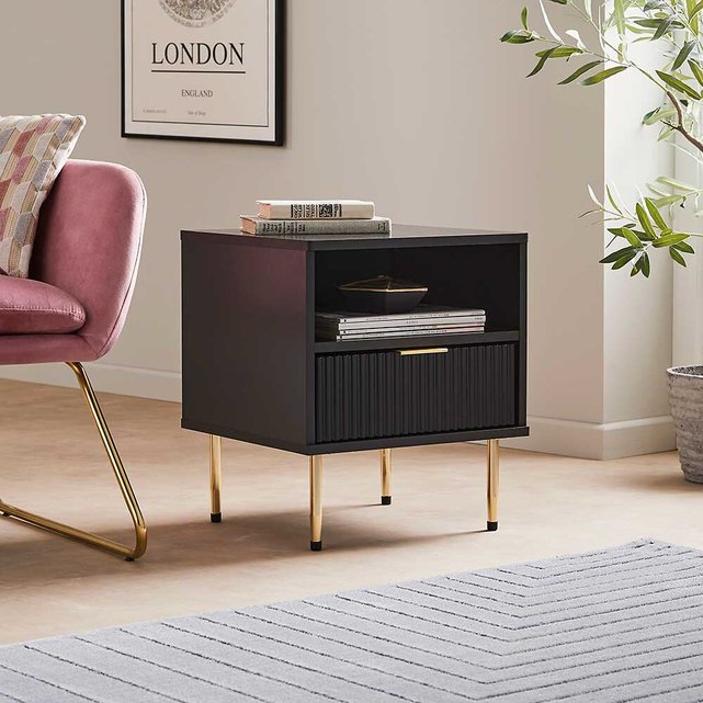 Matte black online bedside table