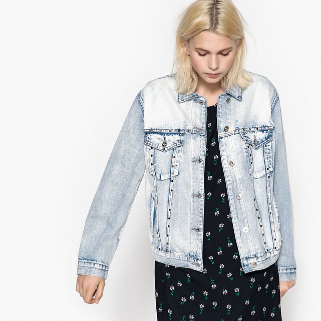 Délavé Veste Only Washed Clous Boyfriend Coton Métal Jean Pur Stone gxTRqAg7w