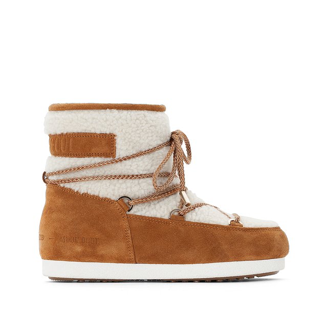 Far side low shearl suede boots with faux sheepskin lining , camel ...