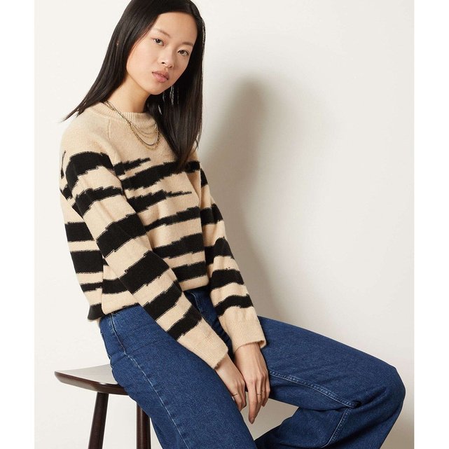 Shrunken Pullover Sweater in Tiger Stripe