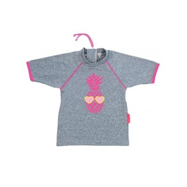 T Shirt Anti Uv Bebe Fille Ananas Gris Chine Et Rose Fluo Zip Arriere Gris Mayoparasol La Redoute