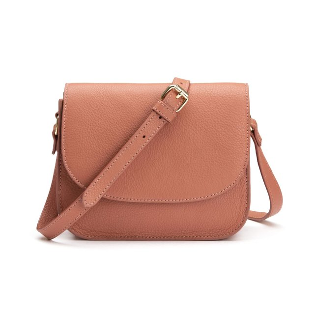 Sac besace en cuir, petit format rose La Redoute ...