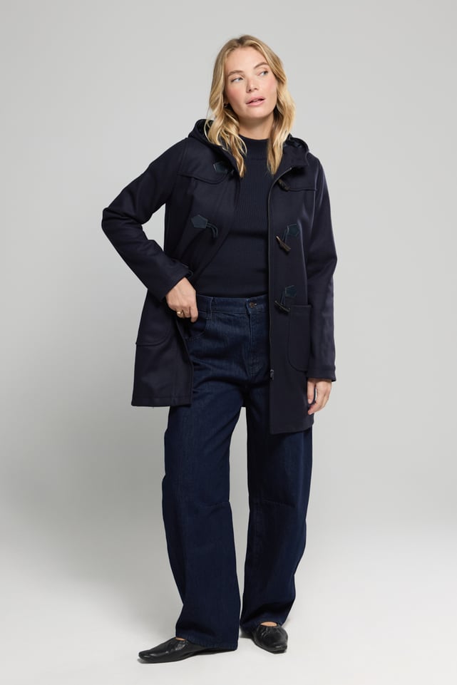 Duffle Coat Bleu Marine à Carreaux SoulCal & Co - Taille UK8, Capuche Moelleuse, Occasion Très Bon état