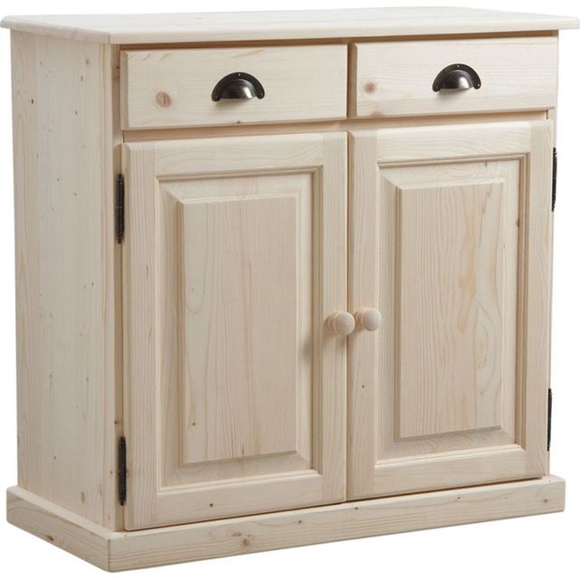 Buffet en bois brut 2 portes 2 tiroirs naturel Aubry Gaspard  La Redoute