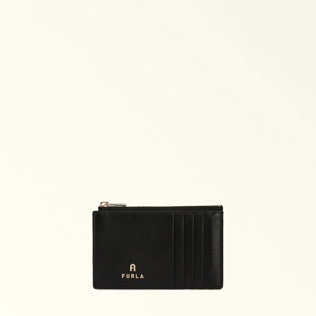 Camelia leather wallet, medium, black, Furla | La Redoute